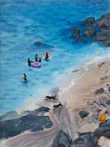 Original Figurative Beach Paintings by Katie Ayettey