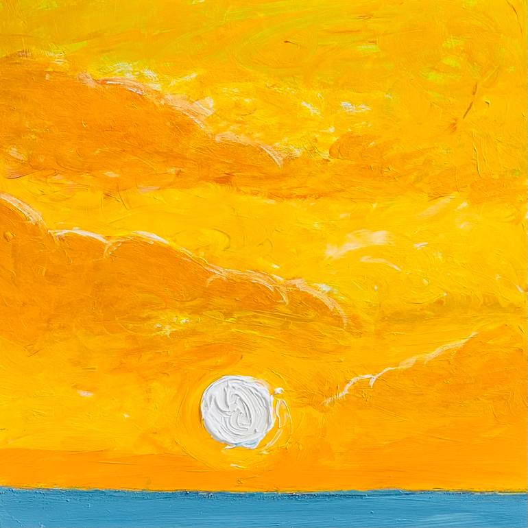 Original Seascape Painting by Shabs Beigh | Impressionism Art on Hardboard | Sun God 2