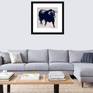Black Bull - Wall view of mounted and framed charcoal drawing by Shabs Beigh