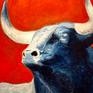 Close-up view of "Proud Bull" by Shabs Beigh