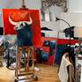 In progress view of "Proud Bull" in the studio, by Shabs Beigh