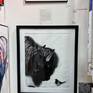 Bison And A Magpie by Shabs Beigh, in a black frame