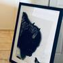 Bison And A Magpie by Shabs Beigh, in a black frame