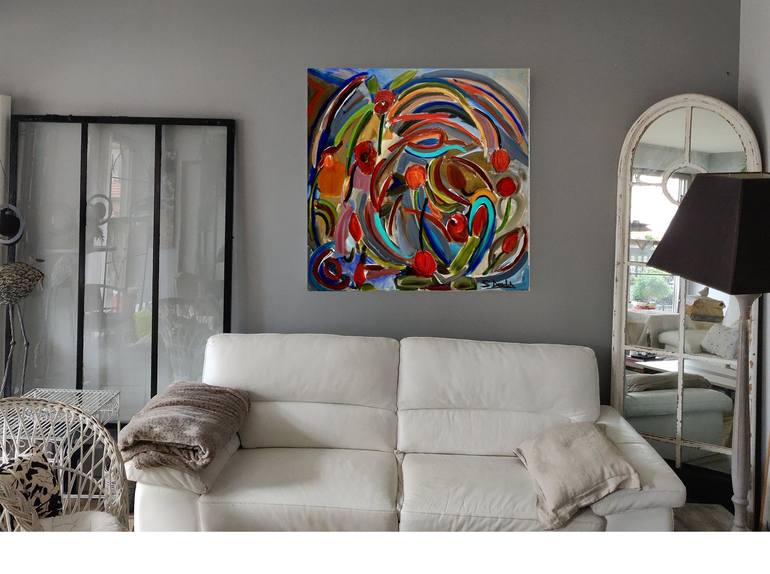 Original Art Deco Abstract Painting by Sylvie Dodin