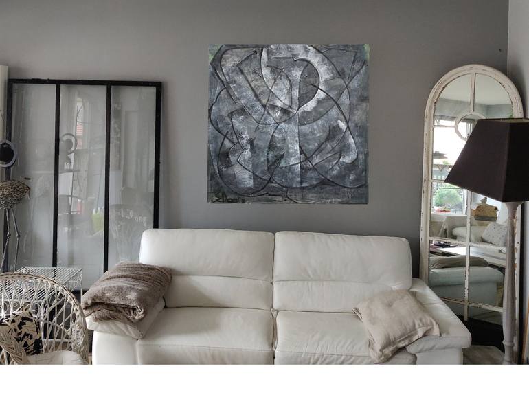 Original Abstract Expressionism Geometric Painting by Sylvie Dodin