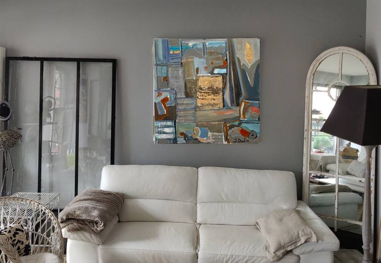 Original Abstract Expressionism Geometric Painting by Sylvie Dodin