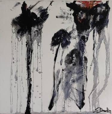 La danseuse et la Vache  my vision abstract acrylic & ink 100x100 thumb