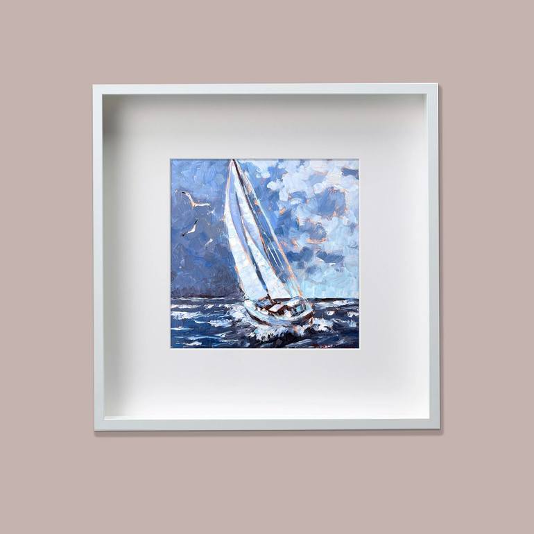 Original Expressionism Sailboat Painting by Walter Zakarlo