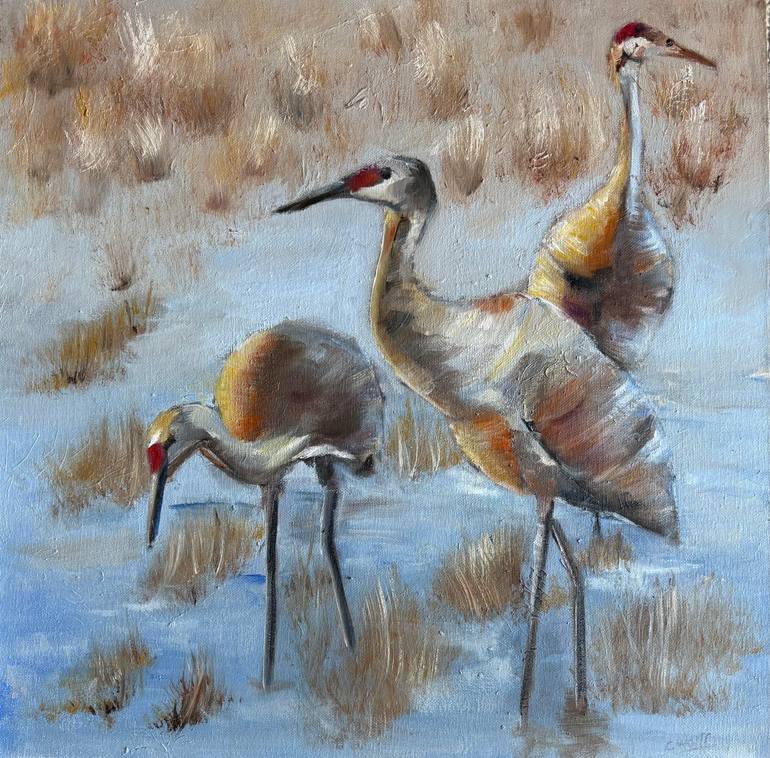 Original Animal Painting by Cornelie Wolff  Impressionism Art on Canvas  Snack Time