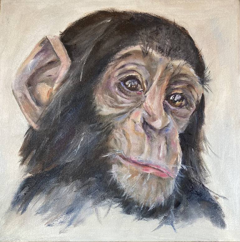 Baby Chimp Painting by Cornelie Wolff | Saatchi Art