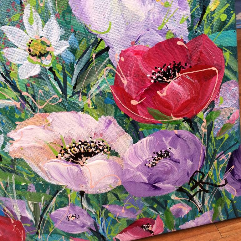 Original Expressionism Floral Painting by Janice Rogers