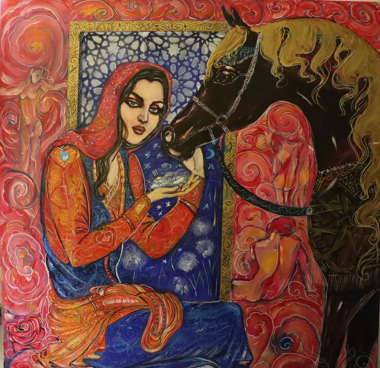 Original Art Nouveau Women Painting by Q Picasso Z