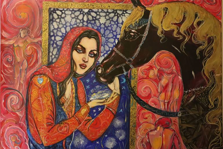Original Art Nouveau Women Painting by Q Picasso Z