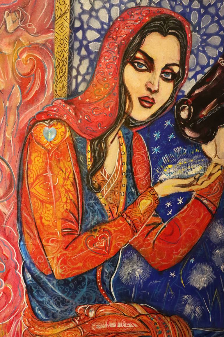 Original Art Nouveau Women Painting by Q Picasso Z