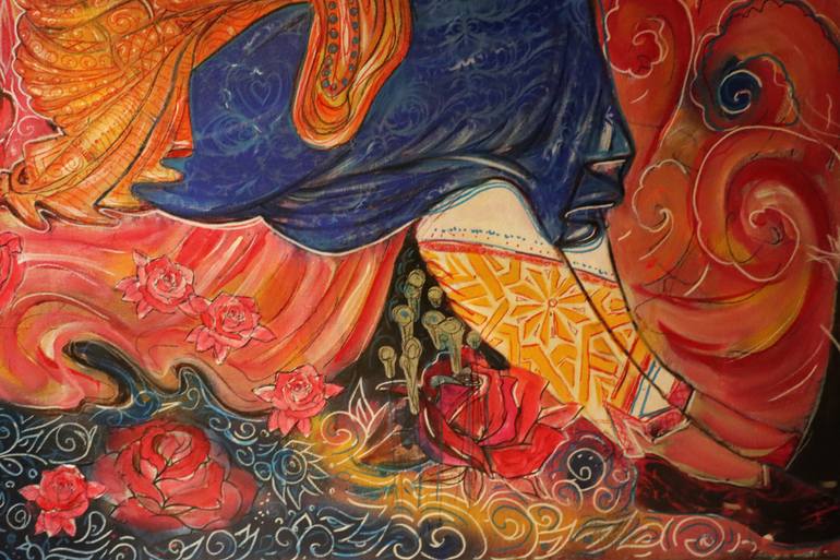 Original Art Nouveau Women Painting by Q Picasso Z