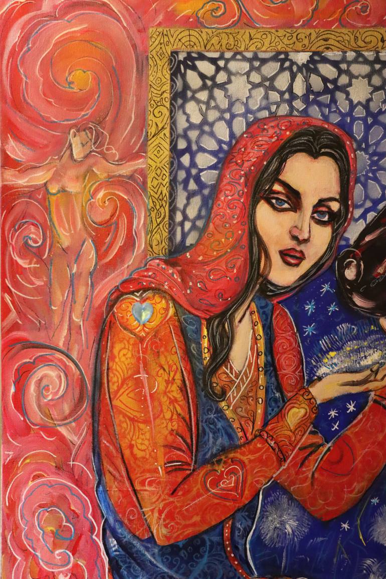 Original Art Nouveau Women Painting by Q Picasso Z