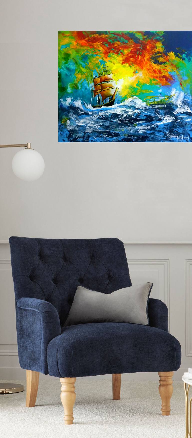 Original Contemporary Seascape Mixed Media by Mesut Kirmizigul