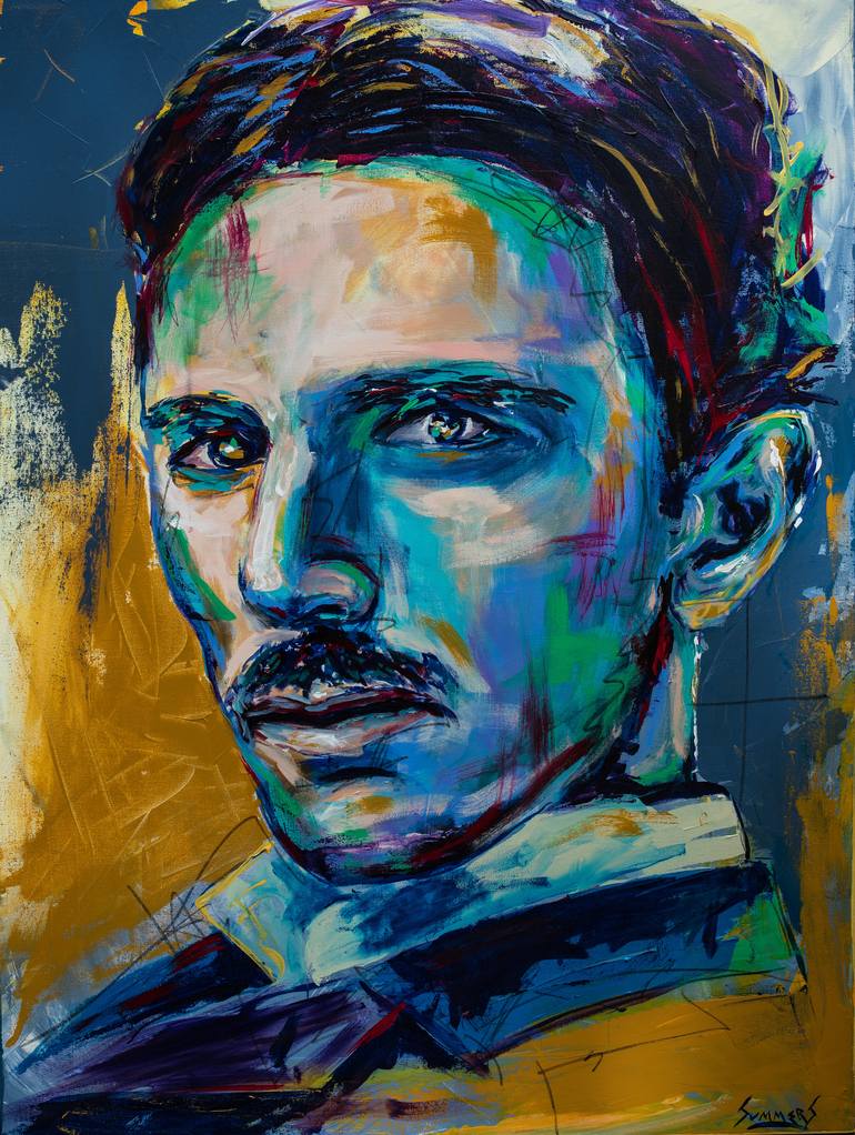 Tesla Painting by Nick Summers | Saatchi Art