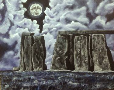 Stonehenge Lit By Full Moon thumb