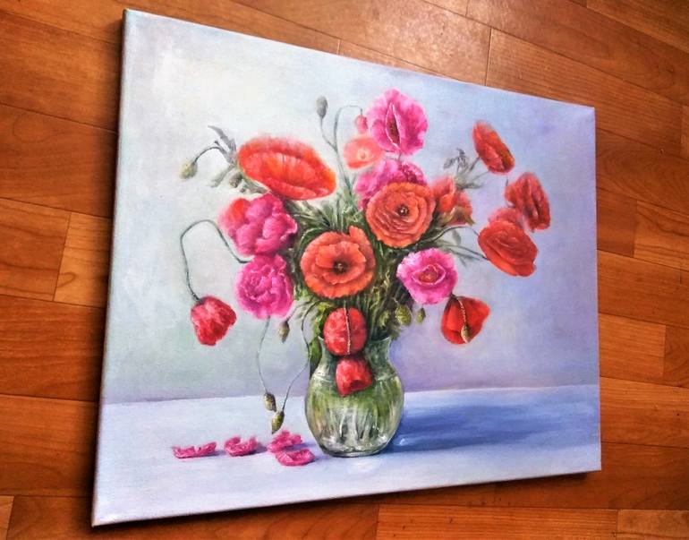 Original Art Deco Floral Painting by Natalja Picugina