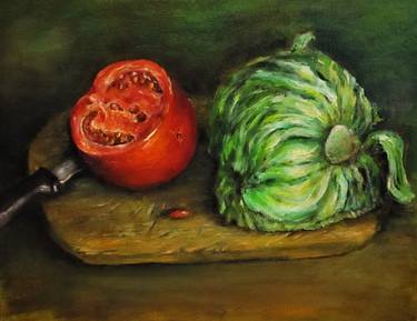 Tomato and Cabbage. Kitchen art thumb