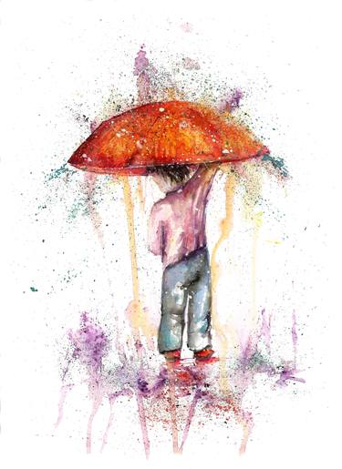 rainy Fantasy with umbrella watercolour thumb