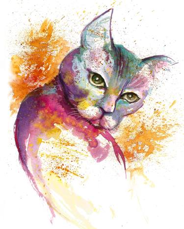 Print of Cats Paintings by Natalja Picugina