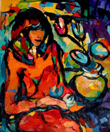 Print of Expressionism Portrait Paintings by Magdolna Gal