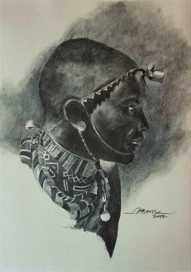 Maasai Charcoal Portrait thumb