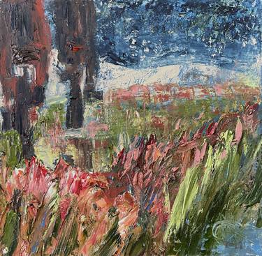 Tulips along the bike path, oil on canvas thumb