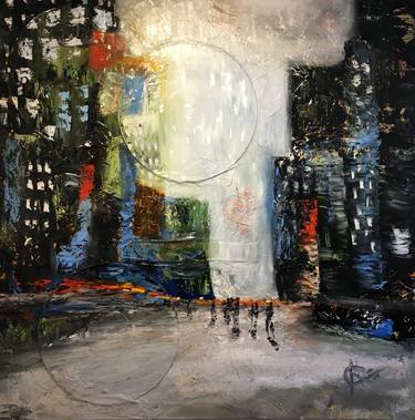 Original Abstract Expressionism Cities Paintings by Mariam Qureshi