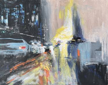 Original Abstract Expressionism Cities Paintings by Mariam Qureshi