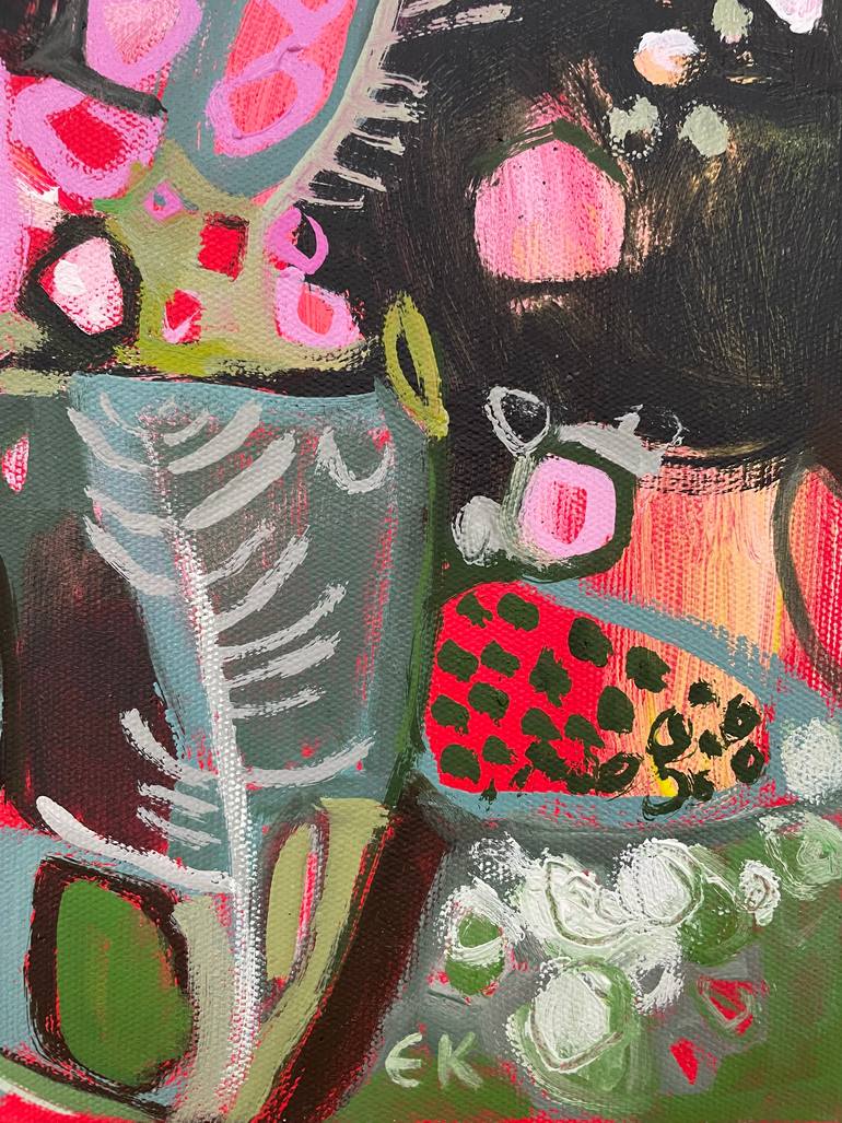 Original Abstract Botanic Painting by Elaine Kazimierczuk