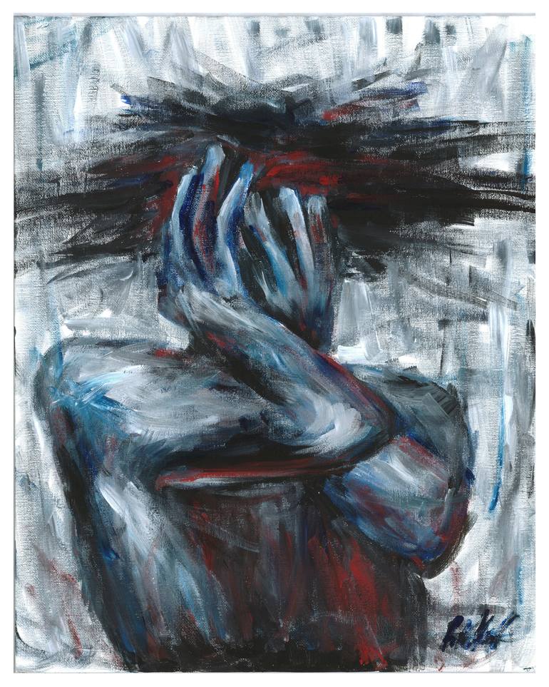 Mask of Hands, Anxiety Painting by Rivka Korf 