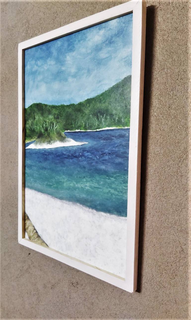 Original 'modern Deco Decor Impressive Conceptual''blue White Brown Green Yellow|scenic Beach Beachscape''painting Art' Landscape Painting by jitender Dhir