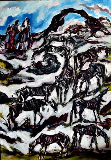 Original Expressionism Horse Paintings by Aligholi Mardani