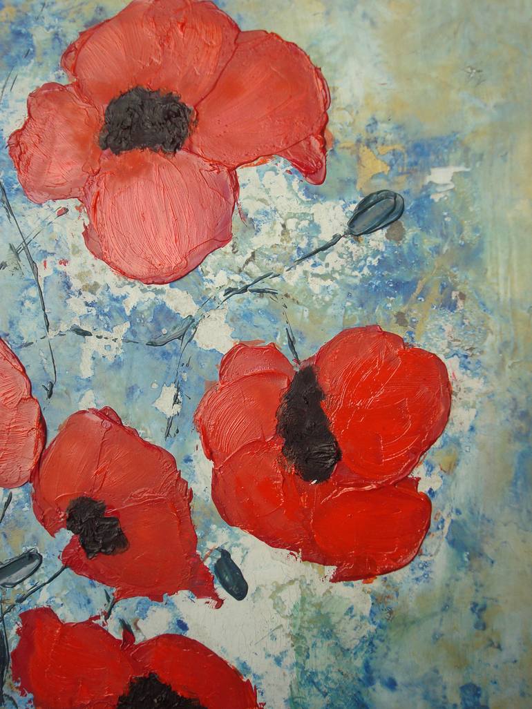 Original Art Deco Floral Painting by Claudia Blass