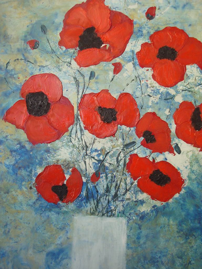 Original Art Deco Floral Painting by Claudia Blass