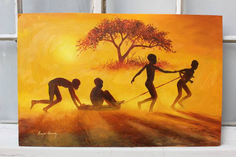 Original Figurative Children Painting by Roger Brown