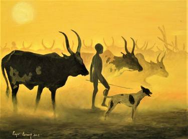Saatchi Art Artist Roger Brown; Paintings, “The herd boy and his dog” #art