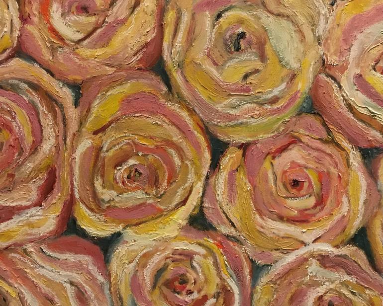 pink and yellow roses painting