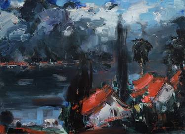 Original Modern Landscape Painting by Ros Dudchenko