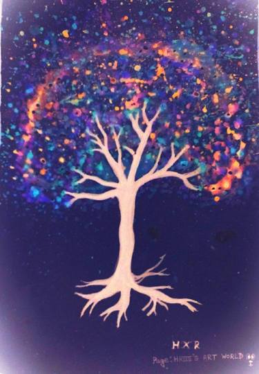 A Colorful Tree In Night thumb