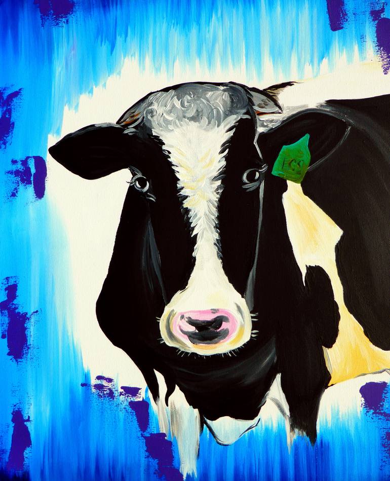 Original Cows Painting by Cathy Jacobs