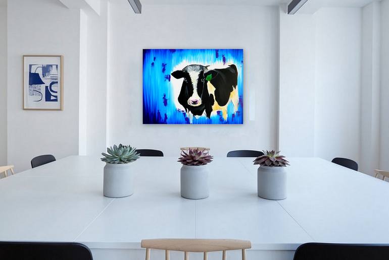 Original Abstract Cows Painting by Cathy Jacobs