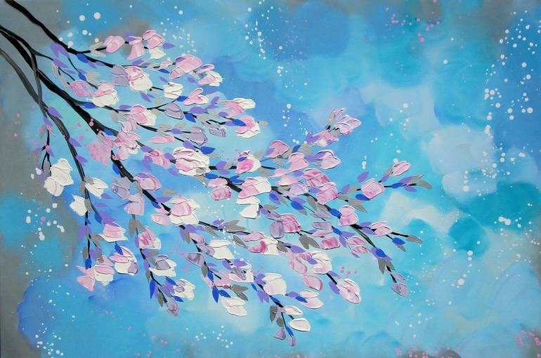 Pastel Tones and Cherry Blossoms Painting by Cathy Jacobs