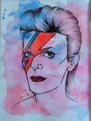 David Bowie Watercolour Ziggy Stardust Portrait Painting By Roisin Dolan | Saatchi Art