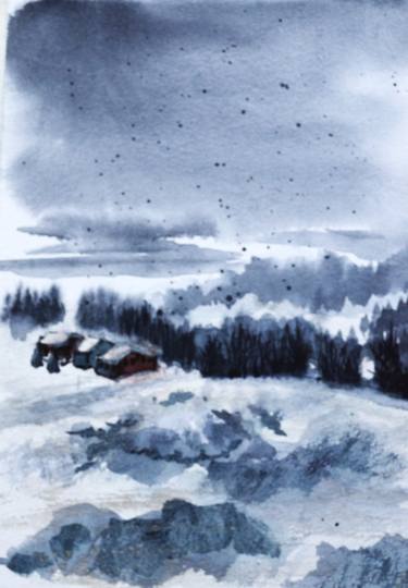 Watercolor landscapes Stoos Black snow 2 thumb
