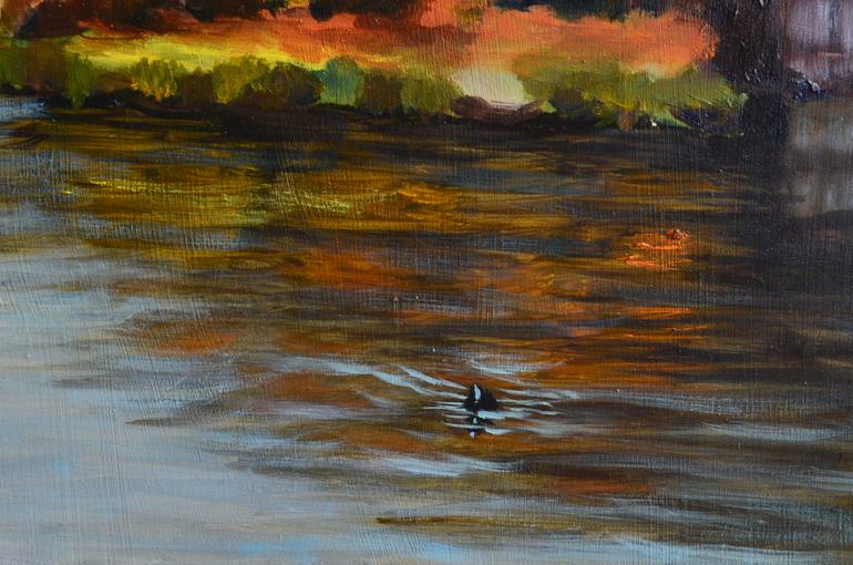 Original Folk Boat Painting by Hanna Bulgakova