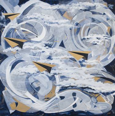 Original Abstract Expressionism Airplane Paintings by Courtney Cotton